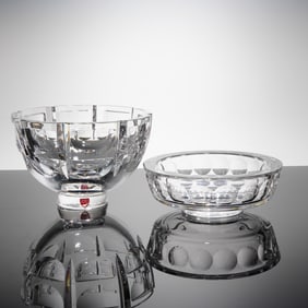 A Pair of Orrefors Crystal Bowls by Simon Gate