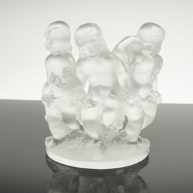 Lalique Crystal Frosted Luxembourg Cherub Bookend