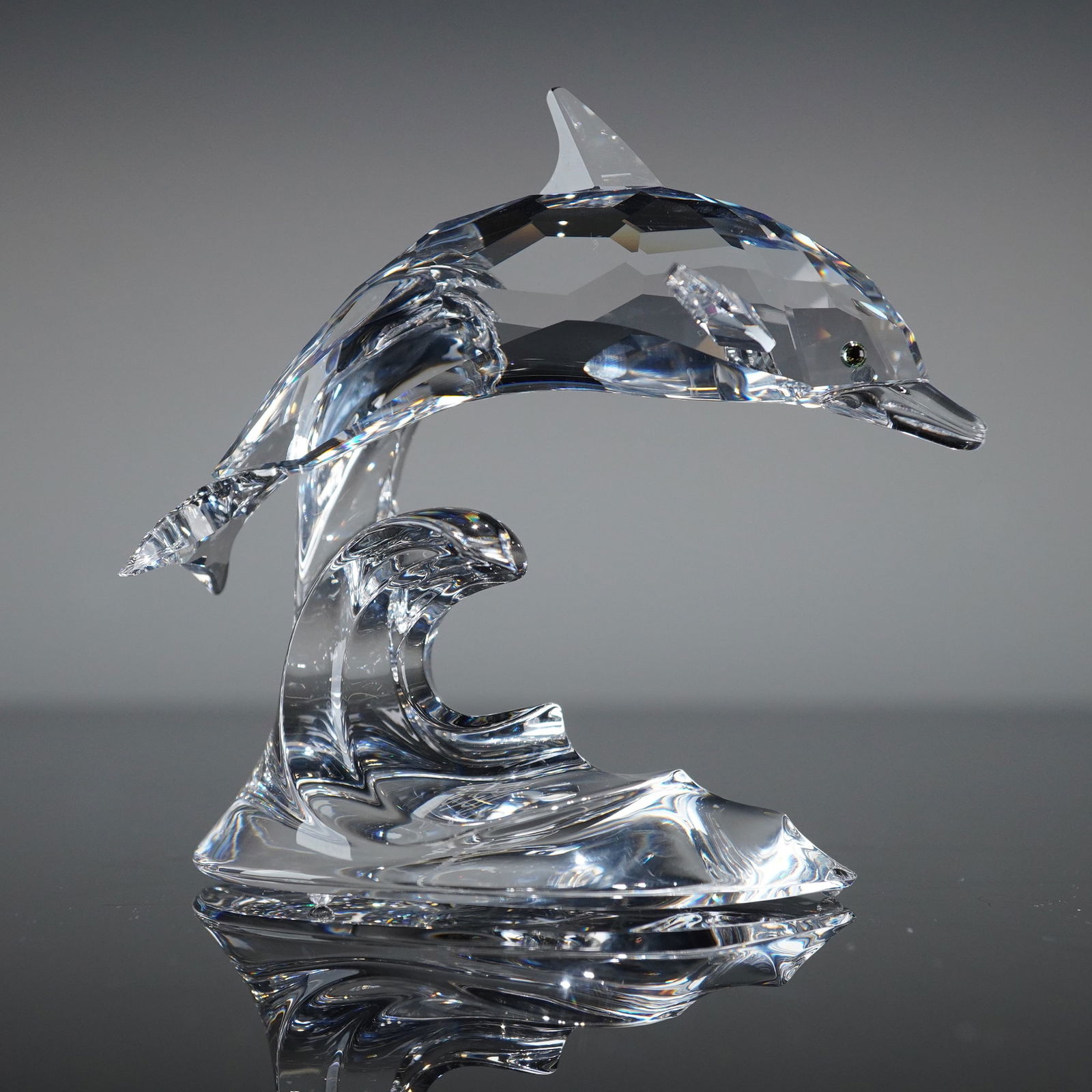 Swarovski Silver Crystal Dolphin Figurine Signed Michael Stamey, Model 7644 (1 of 4)