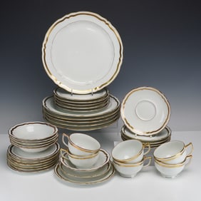 36pc Ceralene Raynaud Limoges Dinnerware Set, Marie Antoinette - Gold