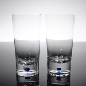 A Pair of Orrefors Intermezzo Blue Crystal Tumblers