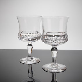 A Pair of Orrefors Silvia Cut Crystal Claret Wine Glasses