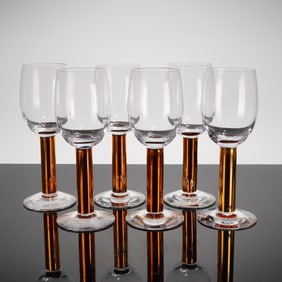 6pc Orrefors by Gunnar Cyren Nobel Wine Glasses