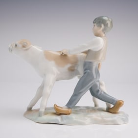 Lladro Porcelain Figurine, Boy with Bull 1000311