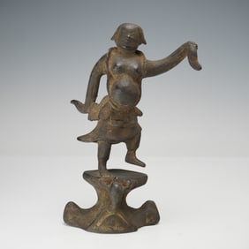 Chinese Bronze Figure of Liu Hai and Three Legged Toad
