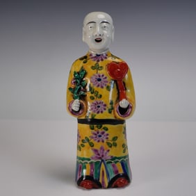 Chinese Yellow Famille Rose Porcelain Joss Stick Holder