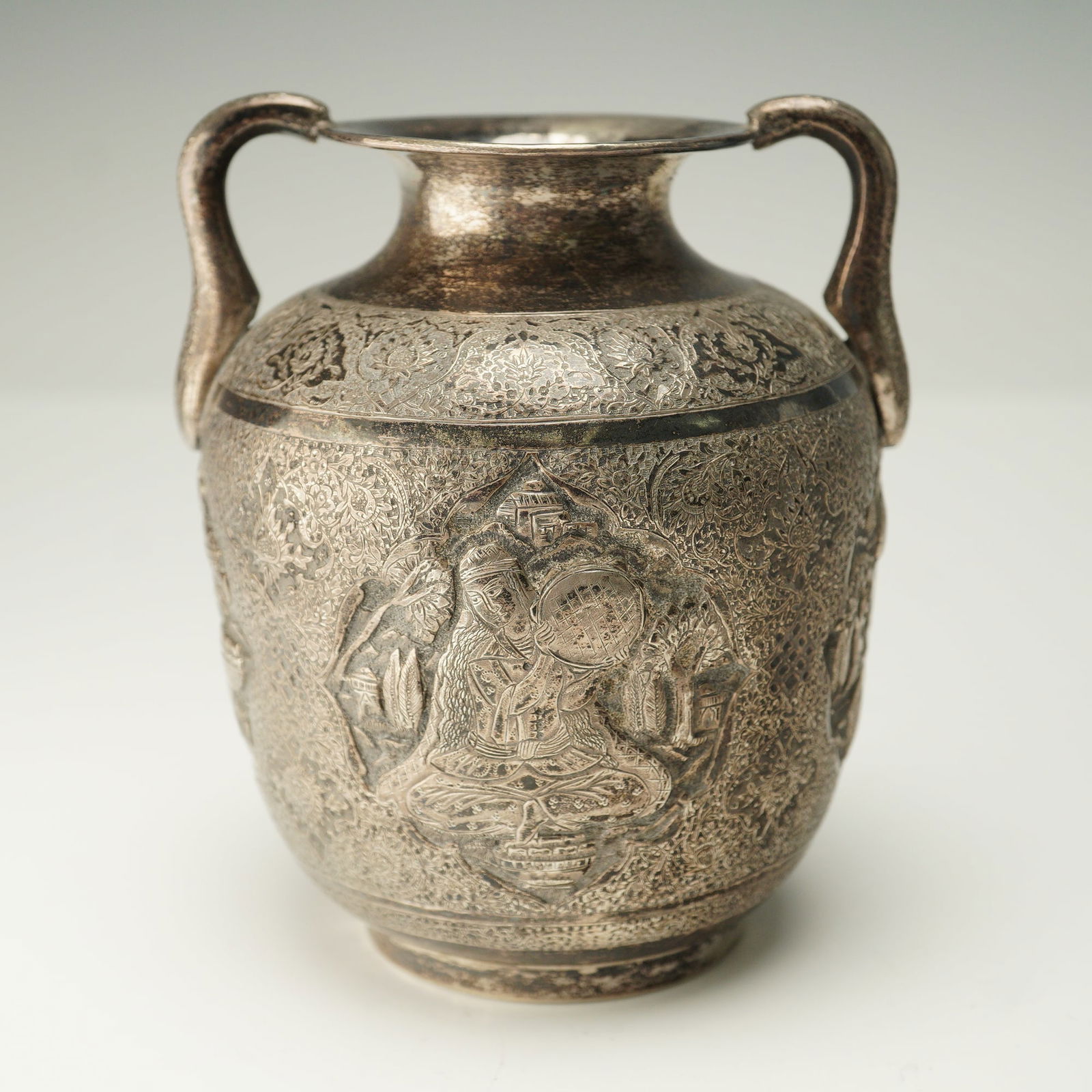 Persian Silver Two Handled Vase (1 of 5)