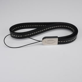 Tod's Black Leather Device Lanyard with White Contrast Stitching