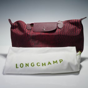 A Longchamp Le Pliage Croc Print Folding Tote Bag