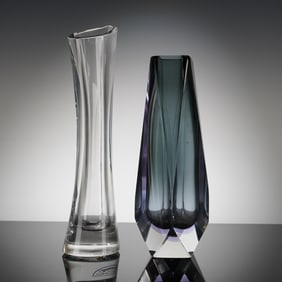 A Pair of Orrefors Mid-Century Modern Crystal Vases