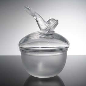 Lalique Igor Crystal Caviar Serving Bowl with Dolphin Finial