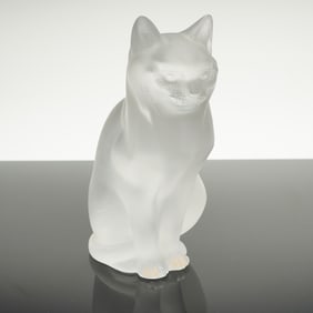 Lalique Crystal Sitting Cat Figurine