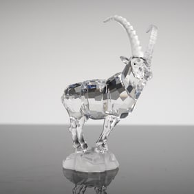 Signed Swarovski Crystal Ibex Endangered Species Figurine w/ Box