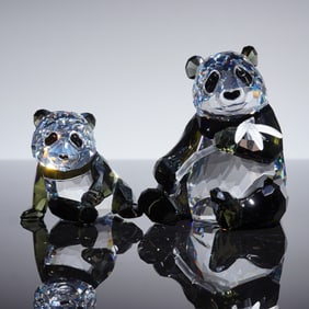 Swarovski SCS Annual Edition 2008 Crystal Pandas Figurines
