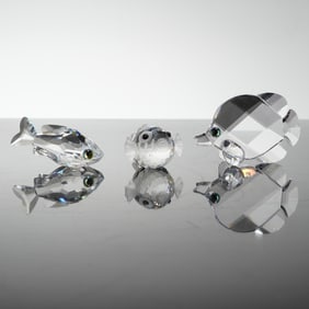 3pc Swarovski Silver Crystal Fish Figurines
