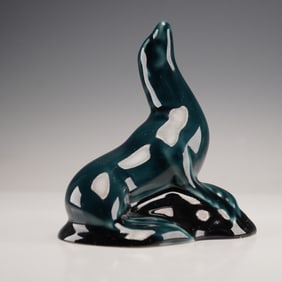 Poole Pottery Art Deco Seal Figurine, Blue Dolphin Glaze