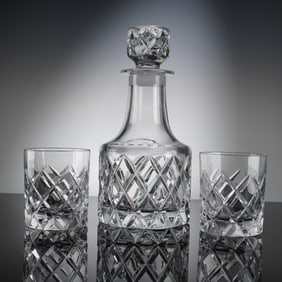 3pc Orrefors by Gunnar Cyren Sofiero Crystal Decanter Set