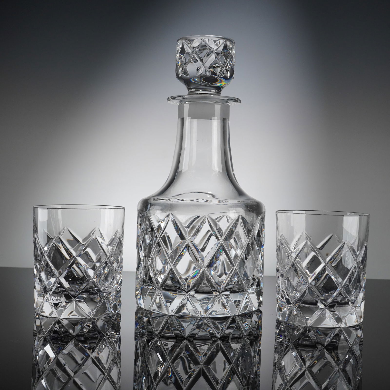3pc Orrefors by Gunnar Cyren Sofiero Crystal Decanter Set (1 of 6)