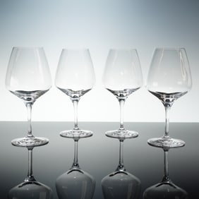 Set of Four Orrefors Pulse Crystal Wine Glasses Designed by Ingegerd Raman