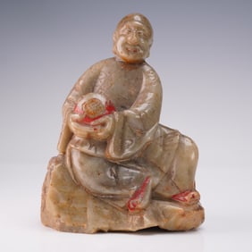 Chinese Carved Soapstone Luohan Figurine