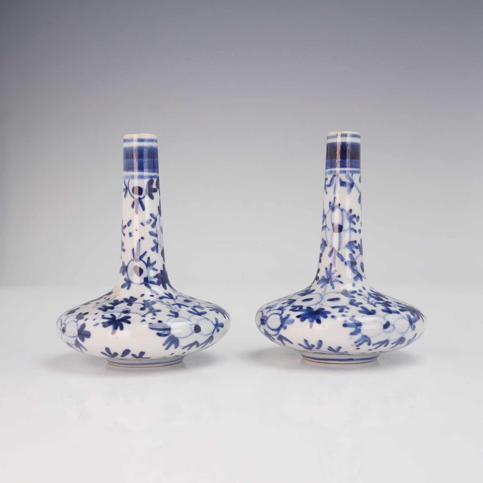 Pair of Chinese Blue and White Miniature Bottle Vases (1 of 6)