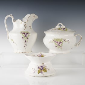 4pc Bona Fama Alba China Violet-Pattern Wash Set with Lid