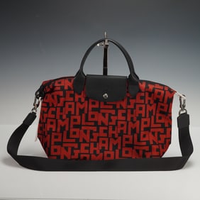 Longchamp Le Pliage LGP Red and Black Small Top Handle Tote