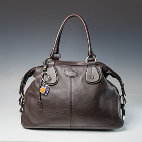 Tod's Brown Pebbled Leather D Bag Top Handle Satchel