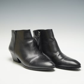 A Pair of Franco Sarto Womens Black Leather Ankle Boots