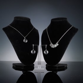 4pc Sterling Silver Armani Necklace, Pair of Drop Earrings & Necklace
