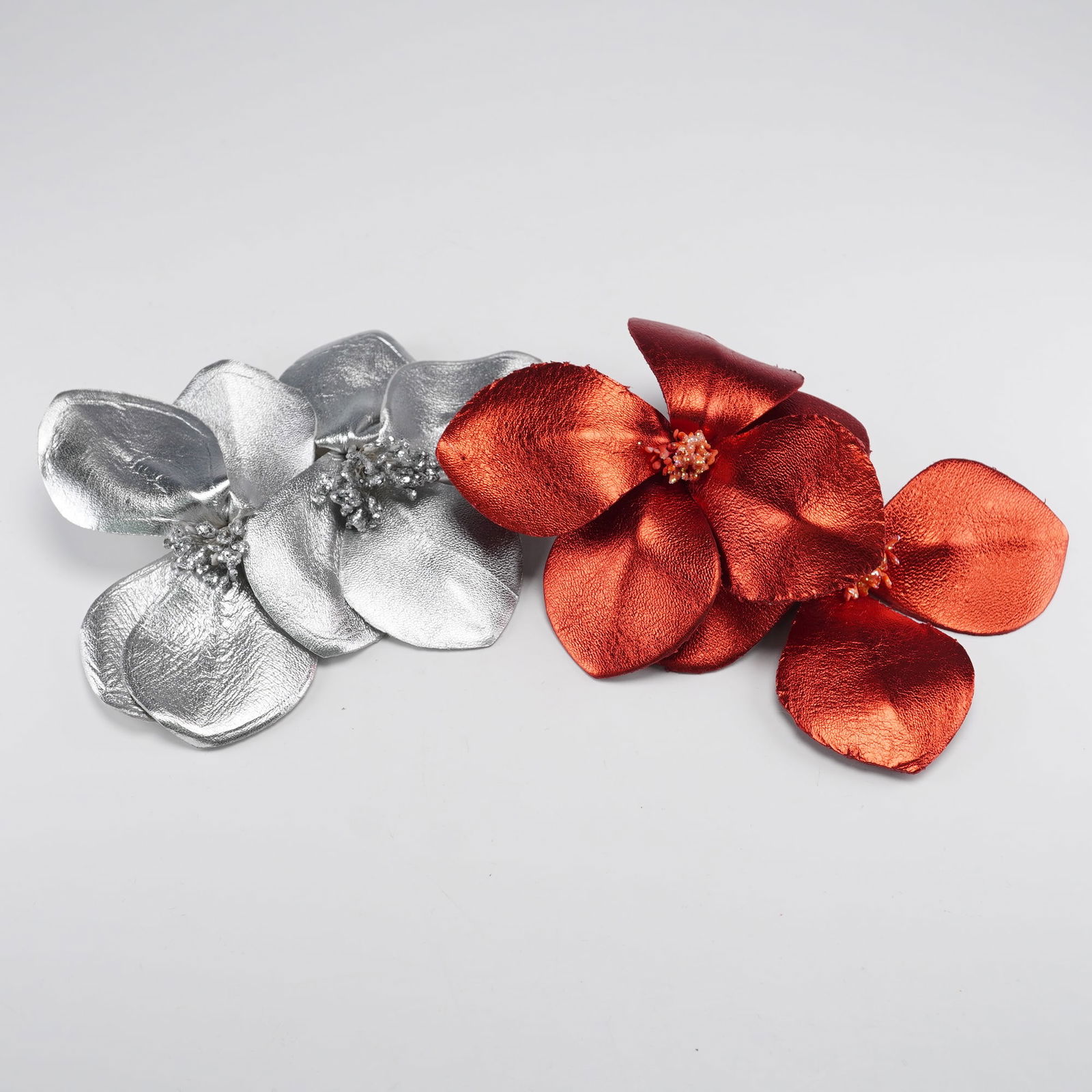 A Pair of Sonia Rykiel Metallic Artificial Flower Brooches (1 of 4)