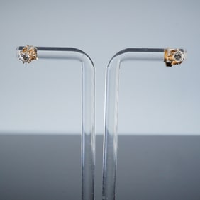 14K Yellow Gold Solitaire Diamond Stud Earrings
