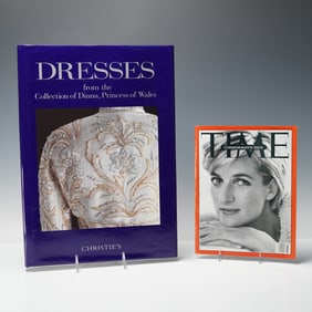 2pc Princess Diana Dresses Christie's Auction Catalogue and Time Magazine
