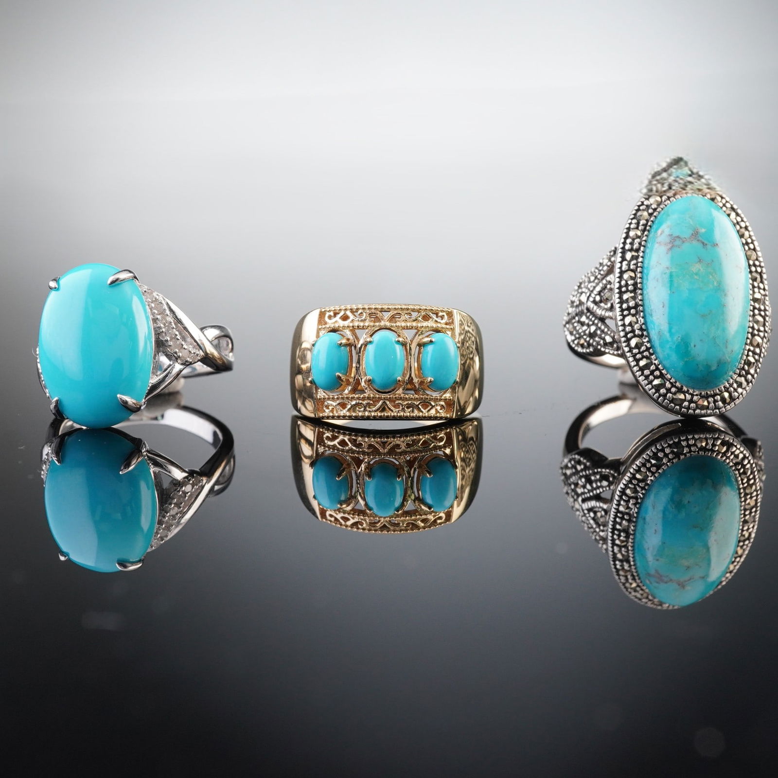 3pc Sterling Silver Ring Set with Elegant Scrollwork Design (1 of 8)