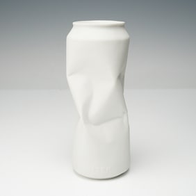 Rosenthal Do Not Litter Collection Bisque Porcelain Crushed Can Vessel
