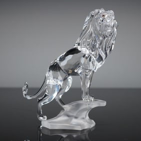 Swarovski Crystal Figurine Lion Standing on a Rock, Model 269377