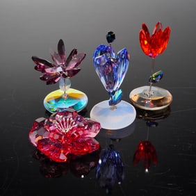 4pc Swarovski Crystal Flower Figurines, Darose, Juliette, Kim, and Liz