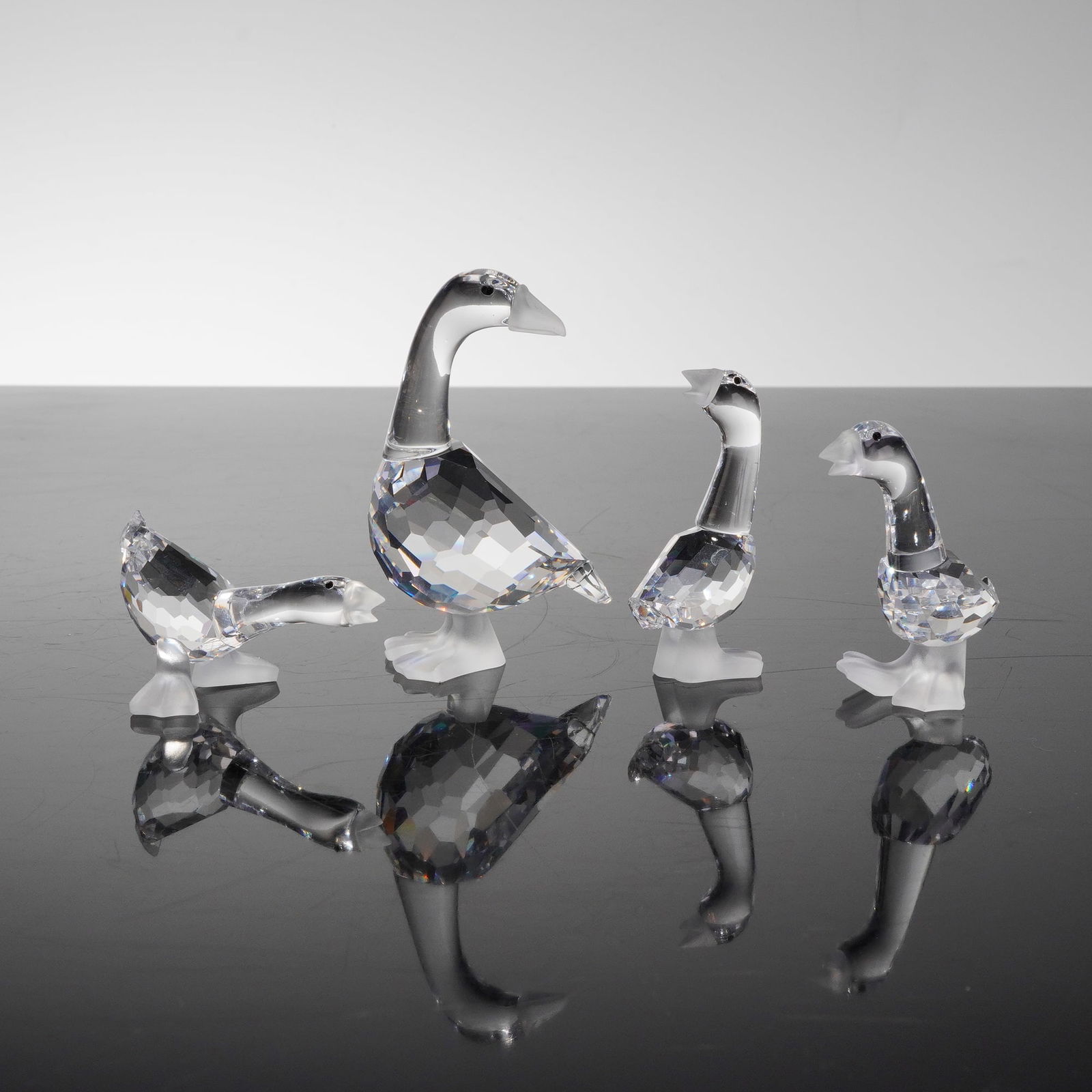 4pc Swarovski Silver Crystal Mother Goose and Goslings Figurines (1 of 6)