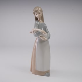 Lladro Porcelain Figurine, Girl with Pig 1001011