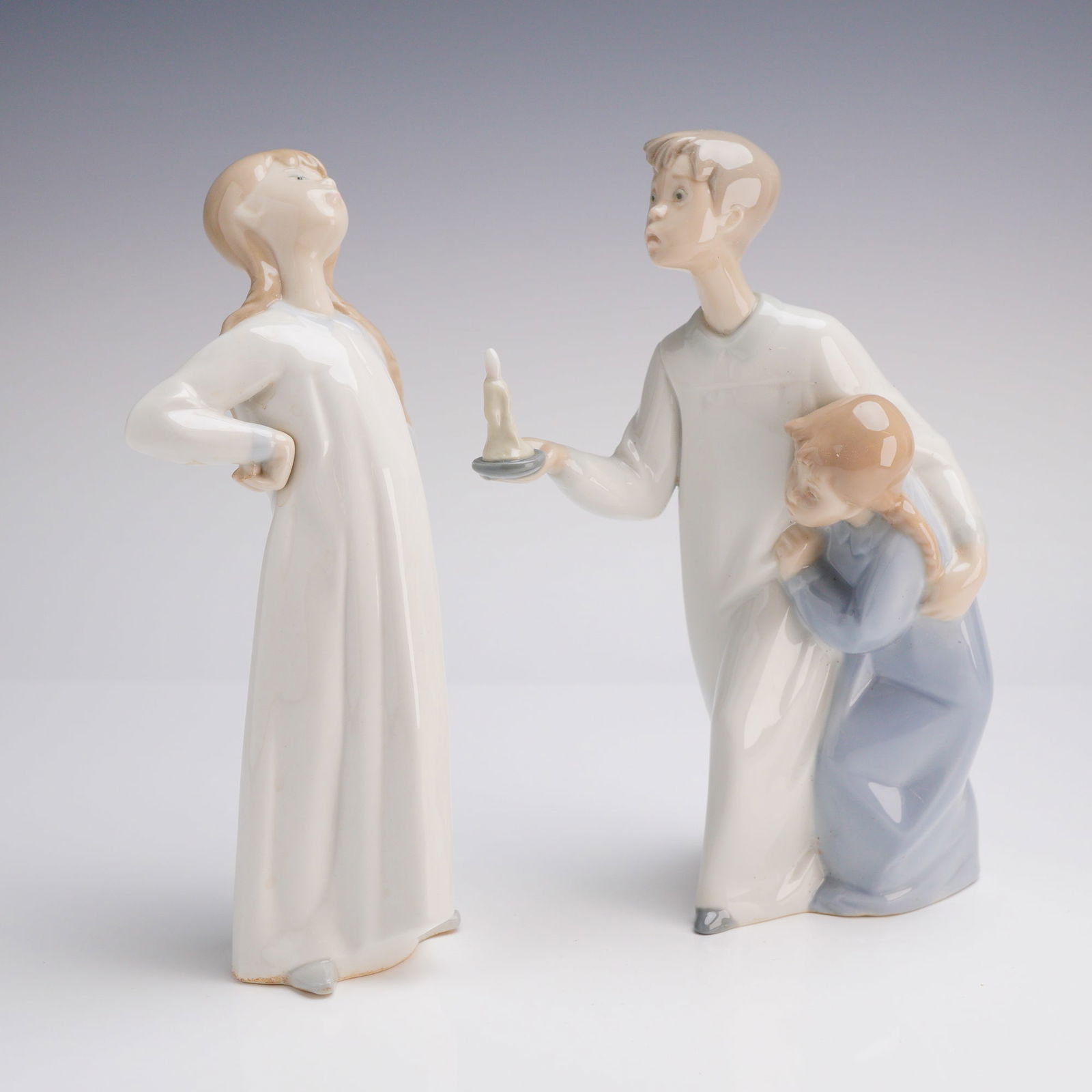 2pc Lladro Porcelain Figurines, Girl Stretching & Boy and Girl (1 of 3)