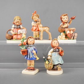 A Collection of Five Goebel M.I. Hummel Ceramic Figurines