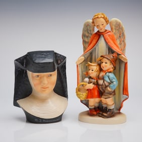 2 Goebel Hummel Figurines Heavenly Protection & Nun Bust Club Edition