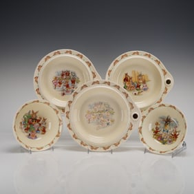 Collection of 5 Royal Doulton Bunnykins China Children's Dishes