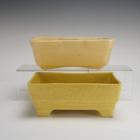 Pair of McCoy Pottery Yellow Rectangular Planters