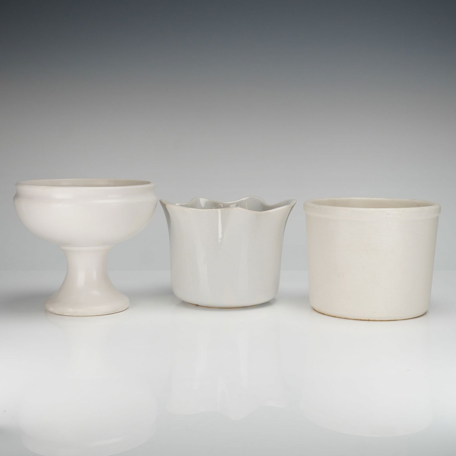 A Trio of McCoy Floraline White Ceramic Planters and Containers (1 of 5)