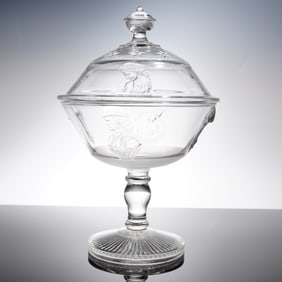 Adams Glass Company Pressed Glass Covered Compote