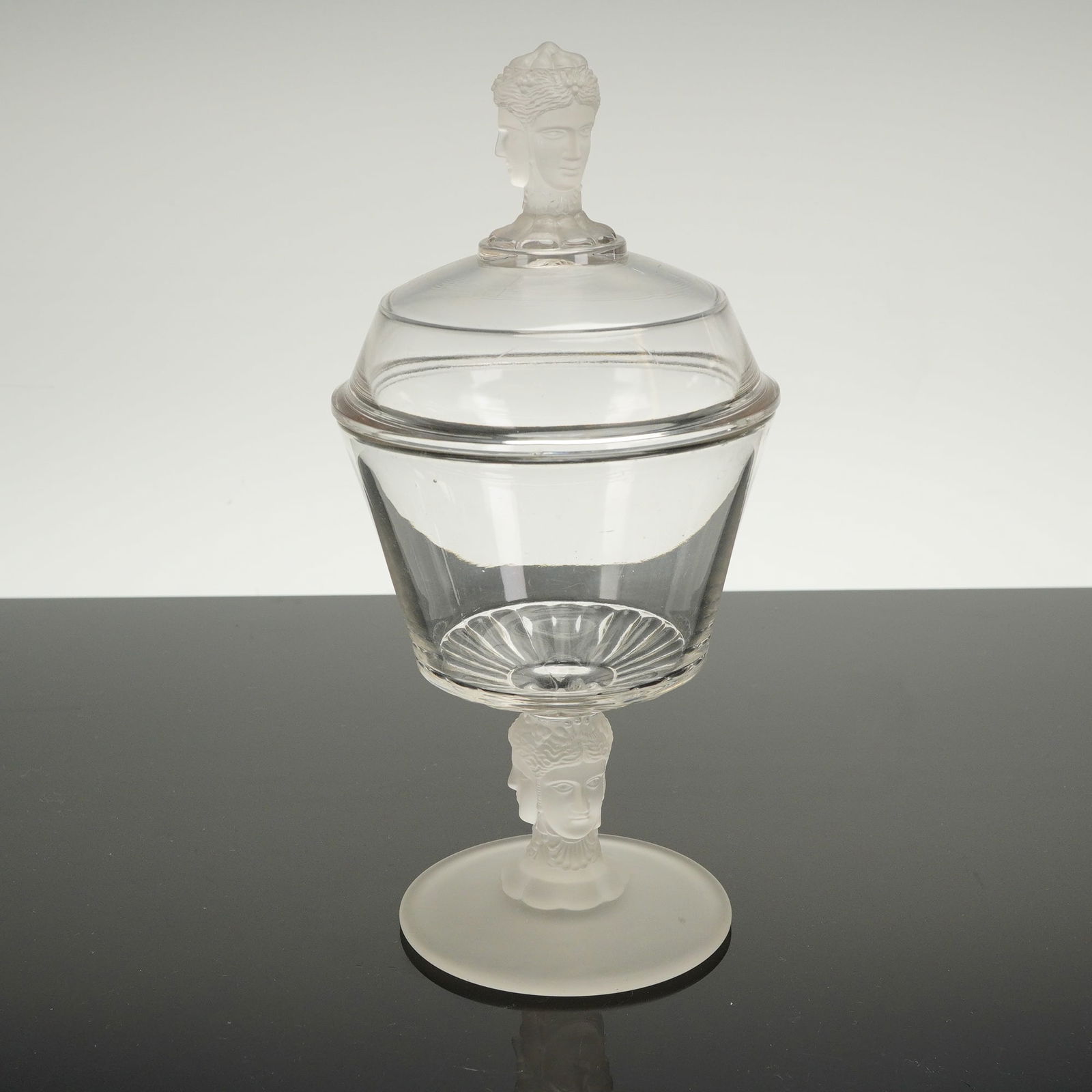 Duncan & Miller Pressed Glass Three-Faced Covered Compote (1 of 3)
