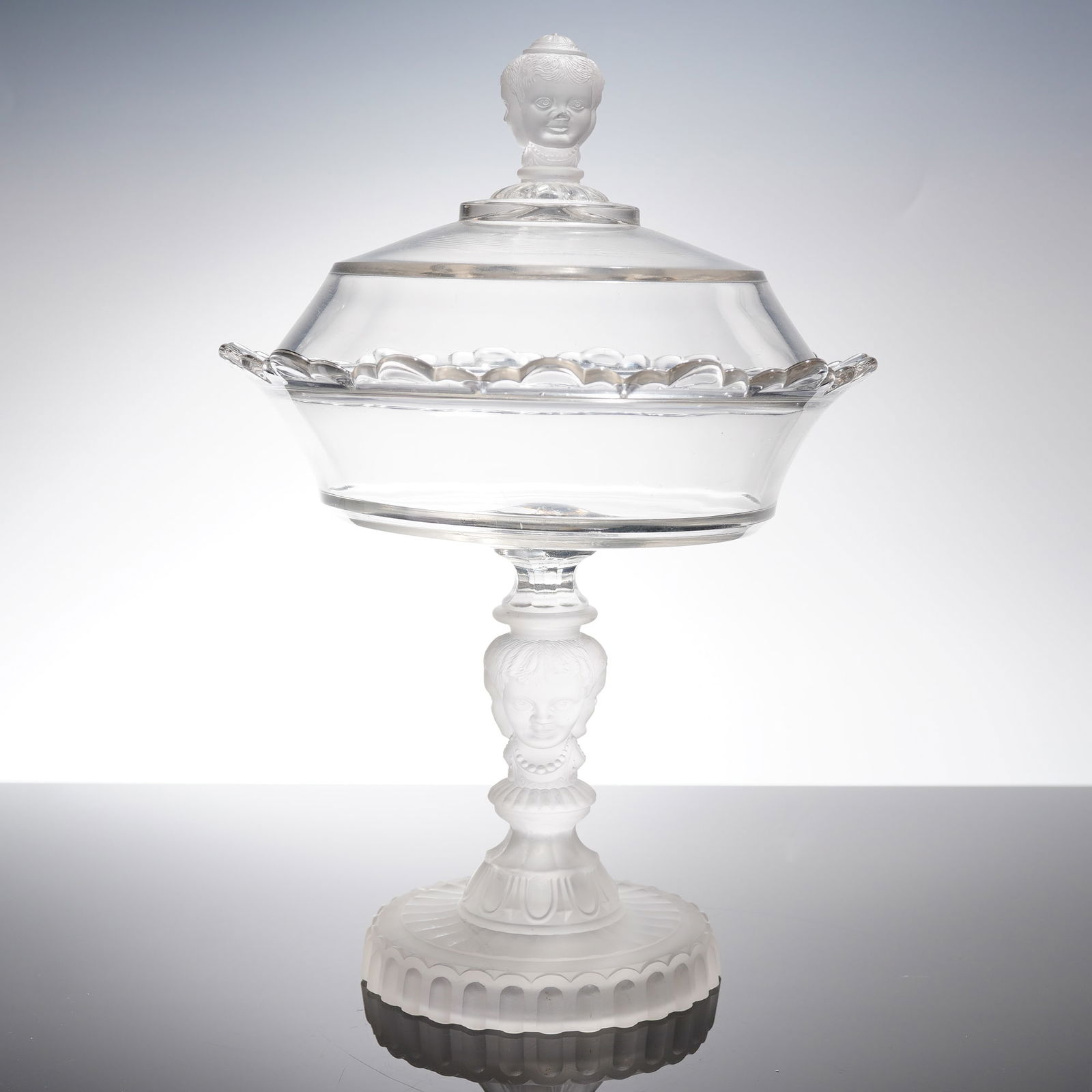 Duncan Early American Pressed Glass Lidded Compote (1 of 5)