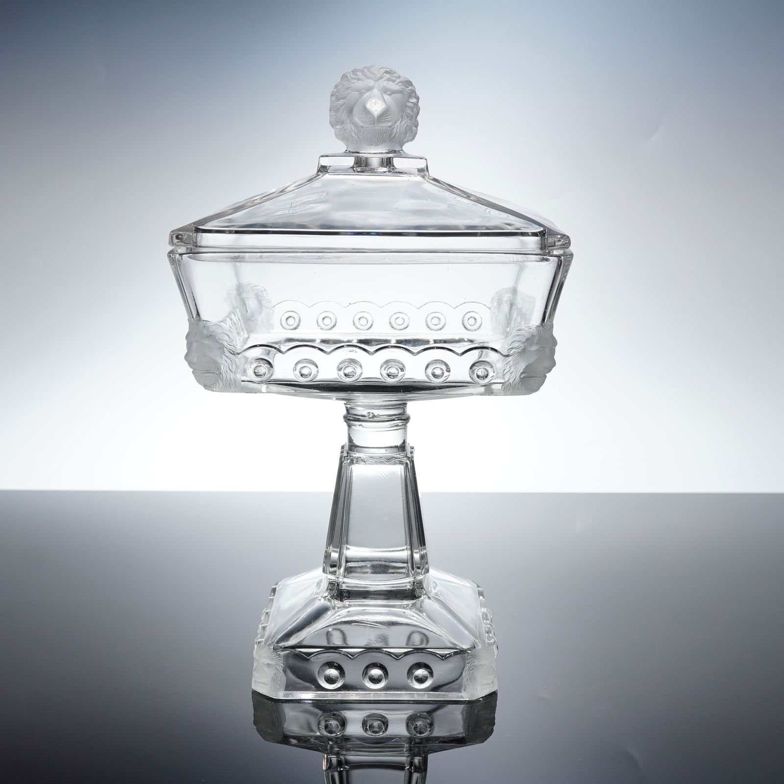 Fostoria Early American Pressed Glass Atlanta Pattern Covered Compote (1 of 3)