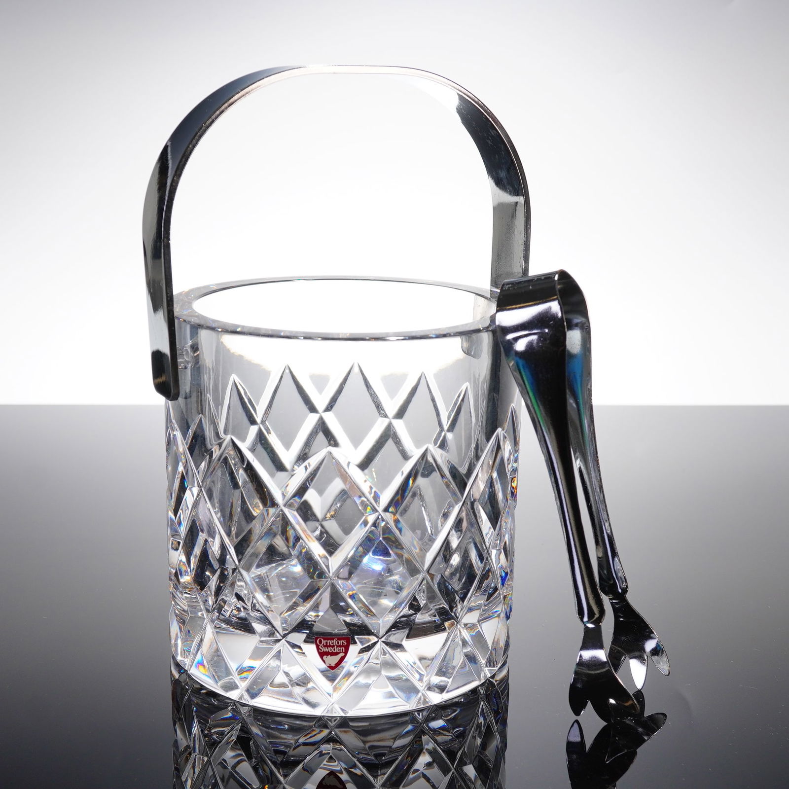 Orrefors Crystal Ice Bucket and Tongs Set (1 of 4)